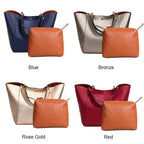 Large Shoulder Crossbody Tote Handbag With Bonus Clutch Bag