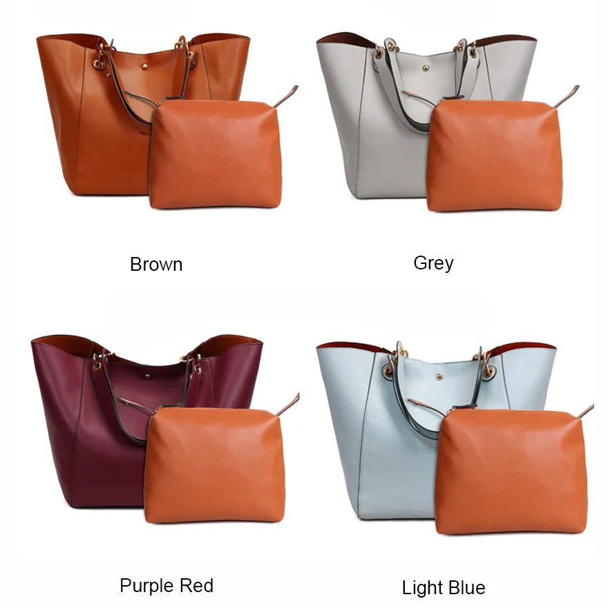 Large Shoulder Crossbody Tote Handbag With Bonus Clutch Bag