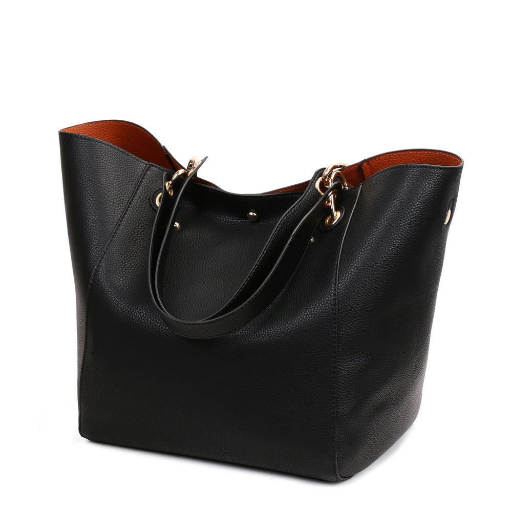Large Shoulder Crossbody Tote Handbag With Bonus Clutch Bag