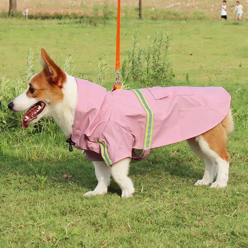 Large Dog Raincoat Cloak Style Waterproof Reflective Pet Jacket