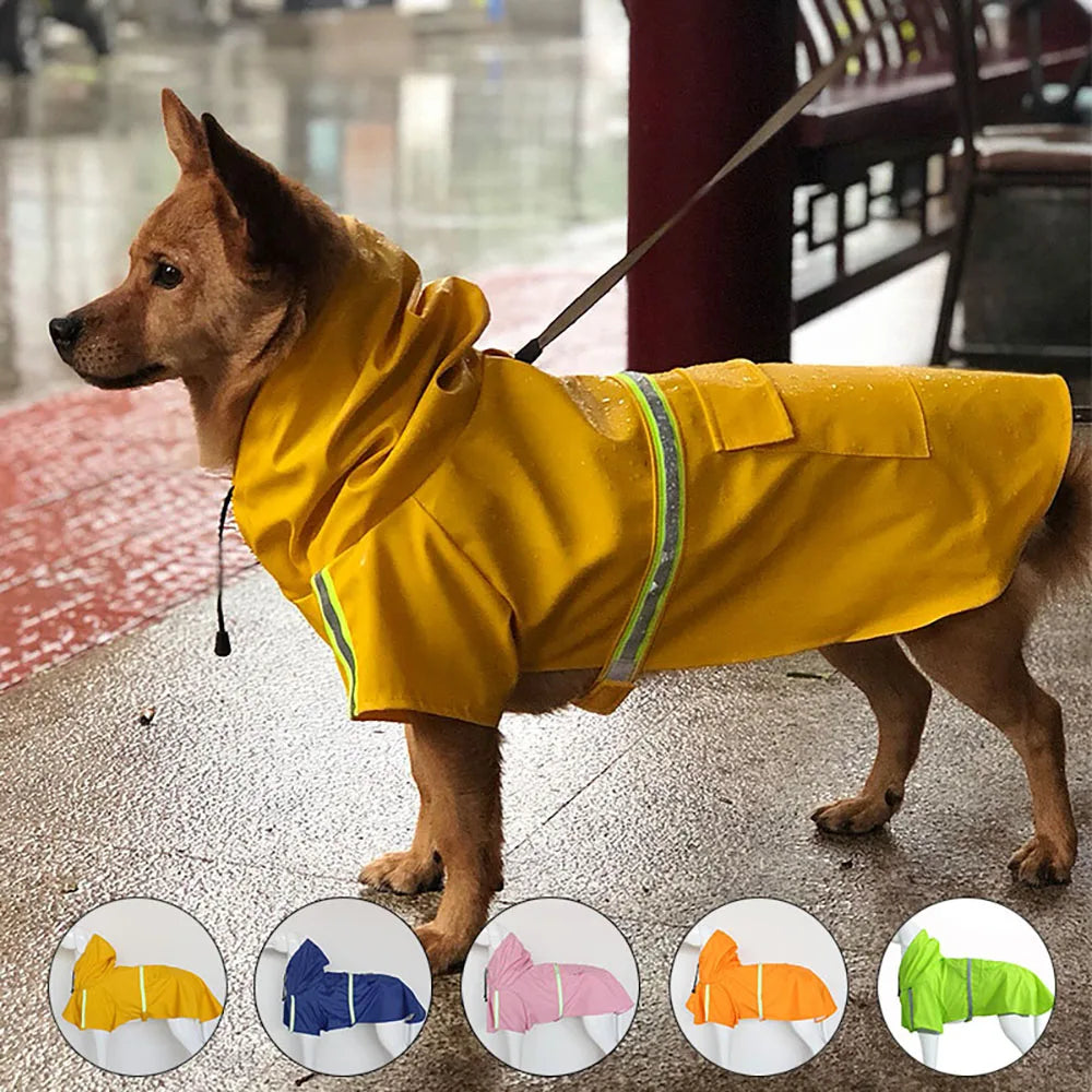 Large Dog Raincoat Cloak Style Waterproof Reflective Pet Jacket