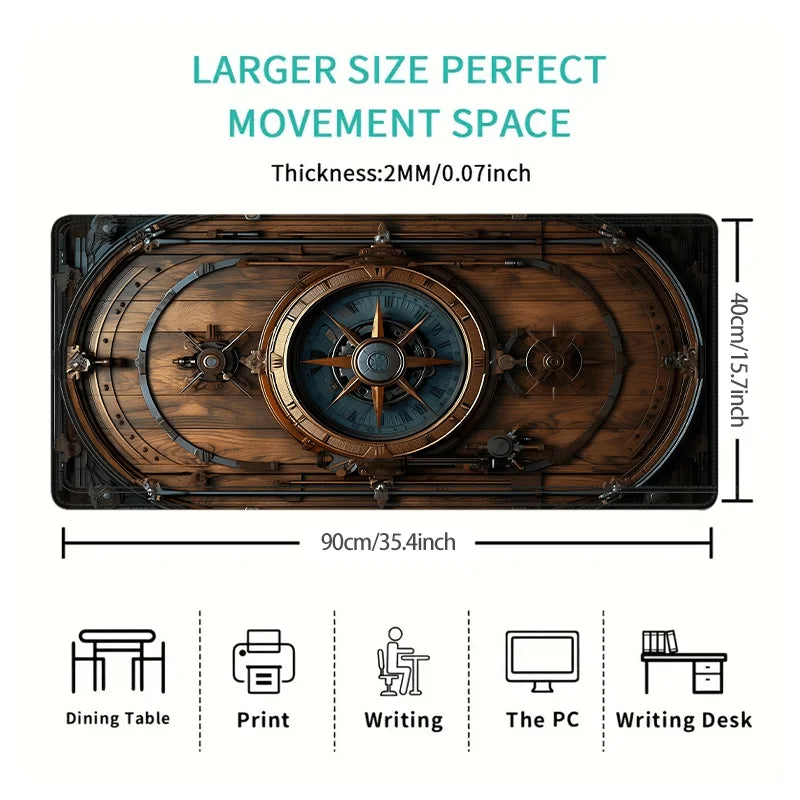 Large Vintage Steampunk Compass Mouse Pad