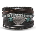 Stacked Bracelet Bangle Chunky Leather