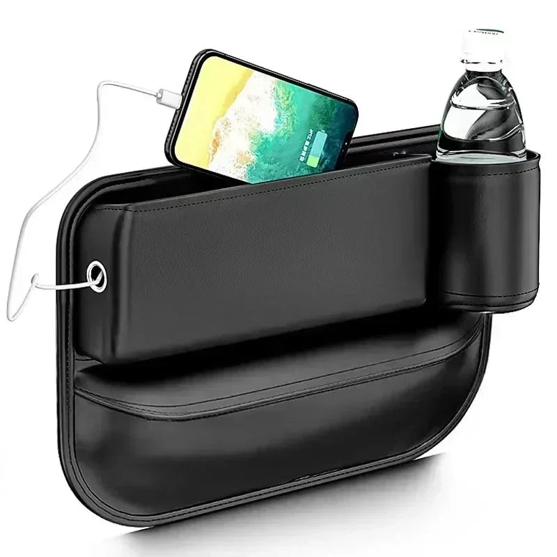 Car Seat Gap Filler Organiser Leather Storage Caddy Cup Holder