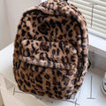 Leopard Plush Women's Backpack Large Capacity