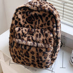 Leopard Plush Women's Backpack Large Capacity