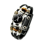 Name Initial Charm Braided Letter Leather Bracelet