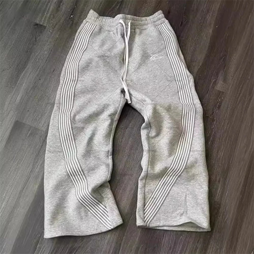 Casual Loose Sweatpants Baggy Curved Stripes Track Pants
