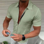 Men's Lightweight Zipper Short Sleeve Shirt Slim Fit
