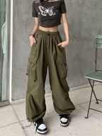 Loose Fit Cargo Baggy Pants With Cuffs Women's