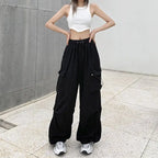 Loose Fit Cargo Baggy Pants With Cuffs Women's