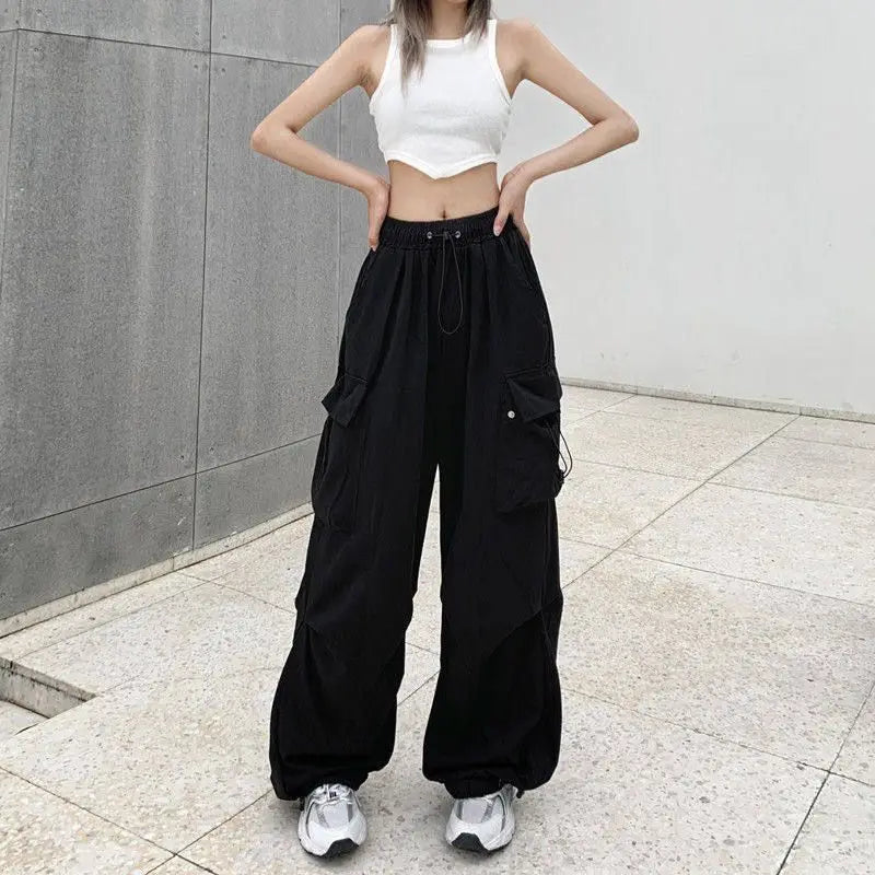 Loose Fit Cargo Baggy Pants With Cuffs Women's
