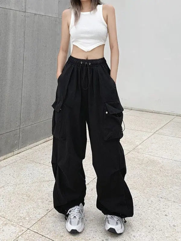 Loose Fit Cargo Baggy Pants With Cuffs Women's