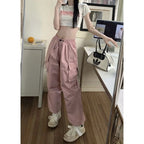 Loose Fit Cargo Baggy Pants With Cuffs Women's