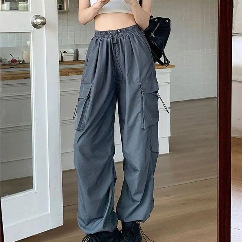 Loose Fit Cargo Baggy Pants With Cuffs Women's