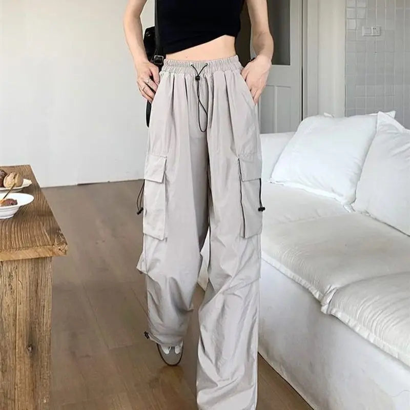 Loose Fit Cargo Baggy Pants With Cuffs Women's