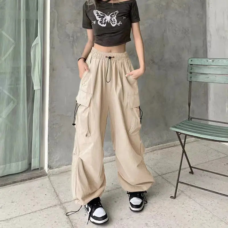 Loose Fit Cargo Baggy Pants With Cuffs Women's