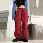 Loose Fit Cargo Baggy Pants With Cuffs Women's