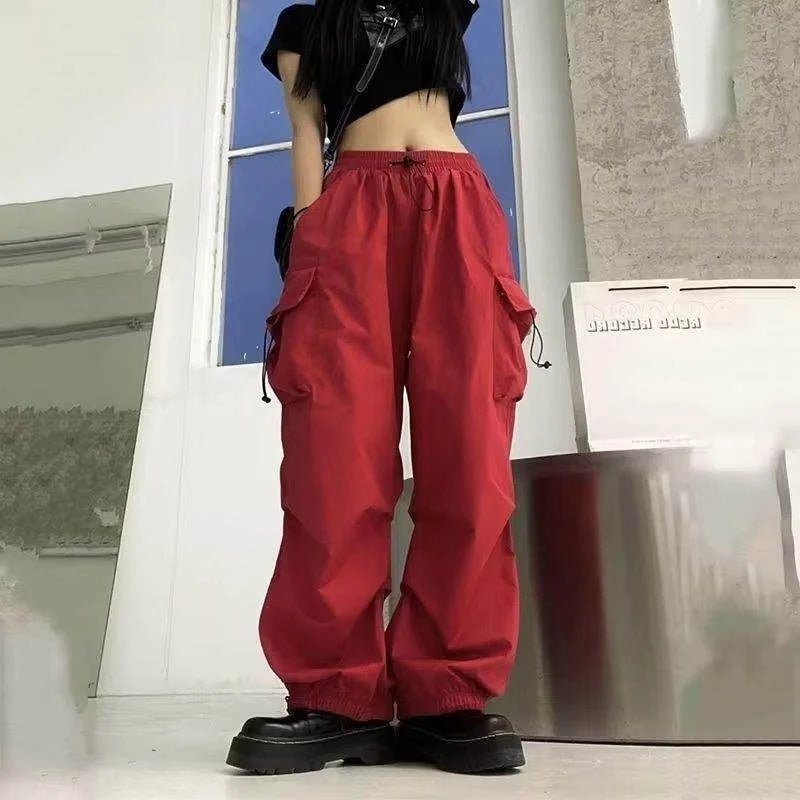 Loose Fit Cargo Baggy Pants With Cuffs Women's