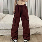 Loose Fit Cargo Baggy Pants With Cuffs Women's