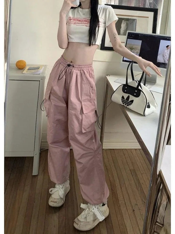 Loose Fit Cargo Baggy Pants With Cuffs Women's