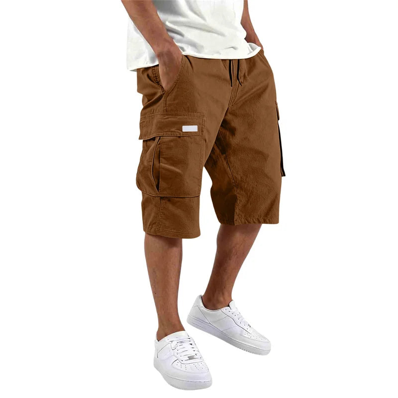 Loose Straight Cargo Shorts With Drawstring Waist