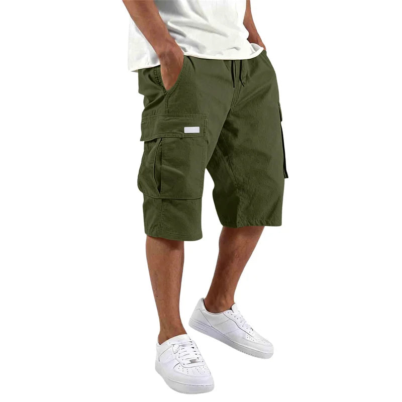 Loose Straight Cargo Shorts With Drawstring Waist