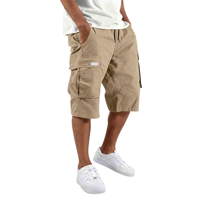 Loose Straight Cargo Shorts With Drawstring Waist