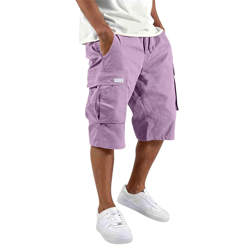 Loose Straight Cargo Shorts With Drawstring Waist