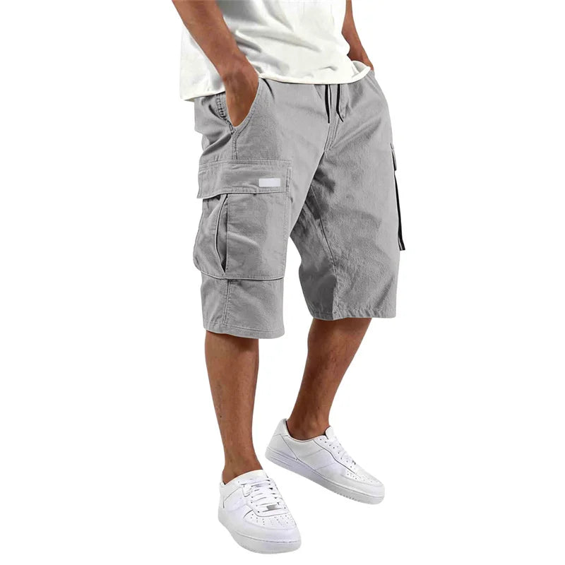Loose Straight Cargo Shorts With Drawstring Waist