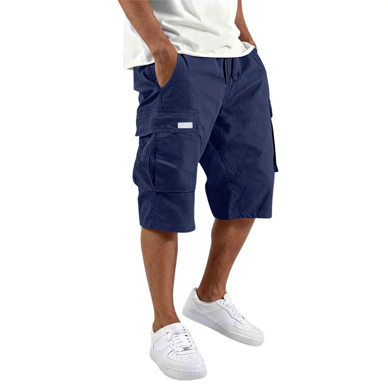 Loose Straight Cargo Shorts With Drawstring Waist