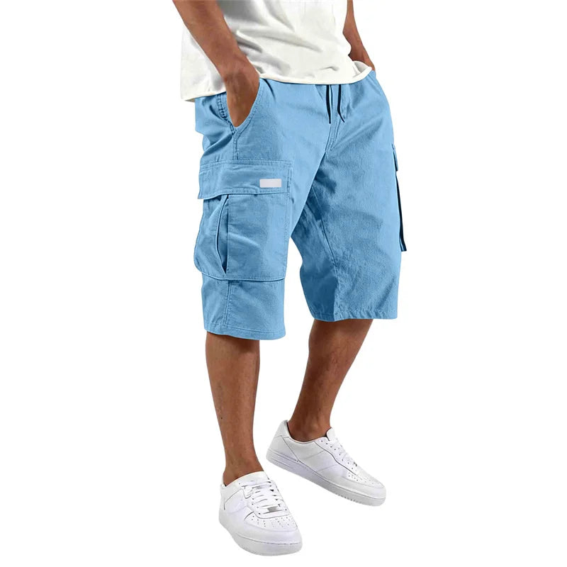Loose Straight Cargo Shorts With Drawstring Waist