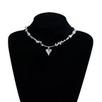 Love Heart Triangular Crystal Handmade Beaded Pendant Necklace