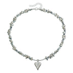 Love Heart Triangular Crystal Handmade Beaded Pendant Necklace