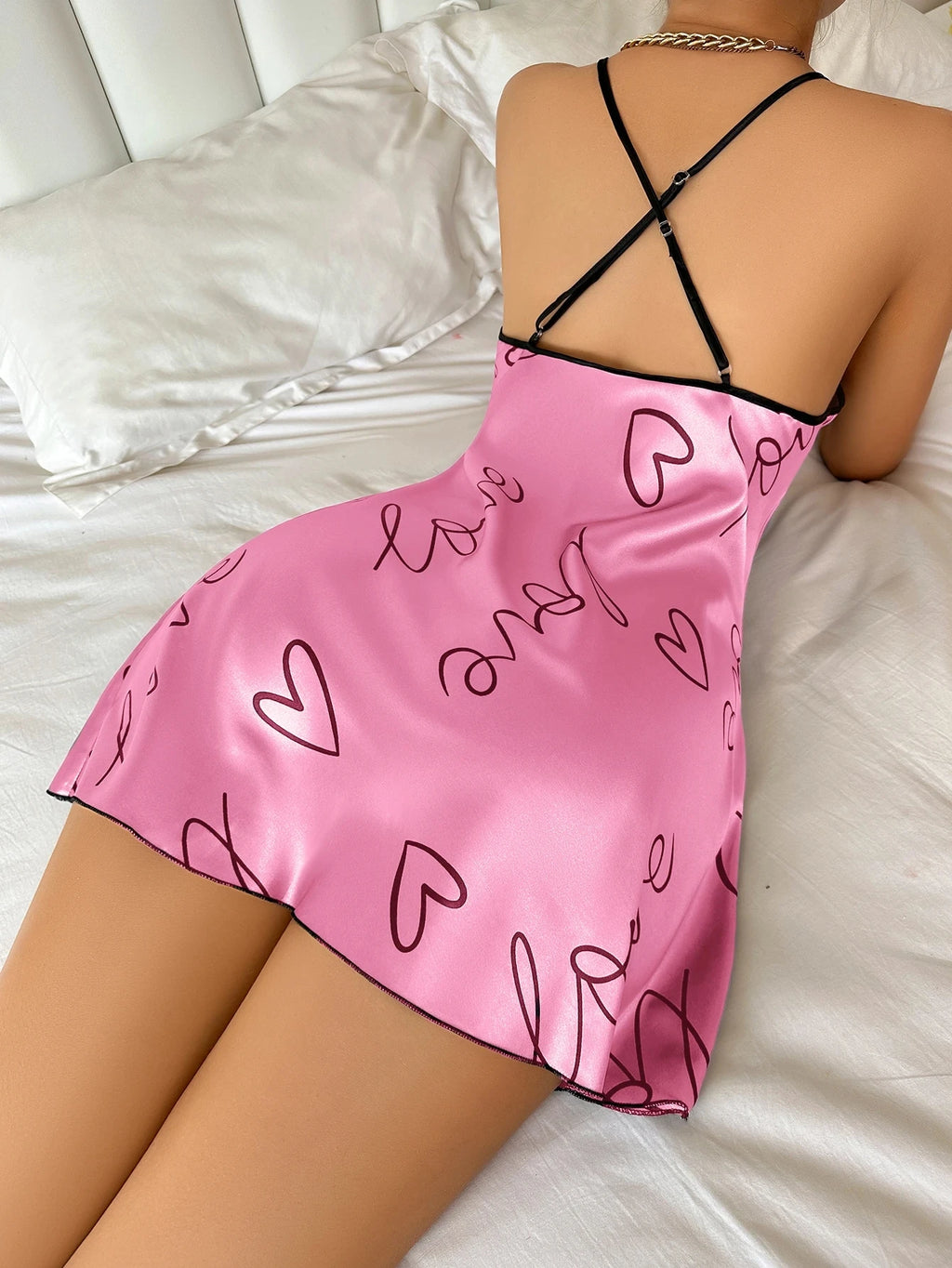 Love Heart Women's Nightdress Lightweight Sleep Dress