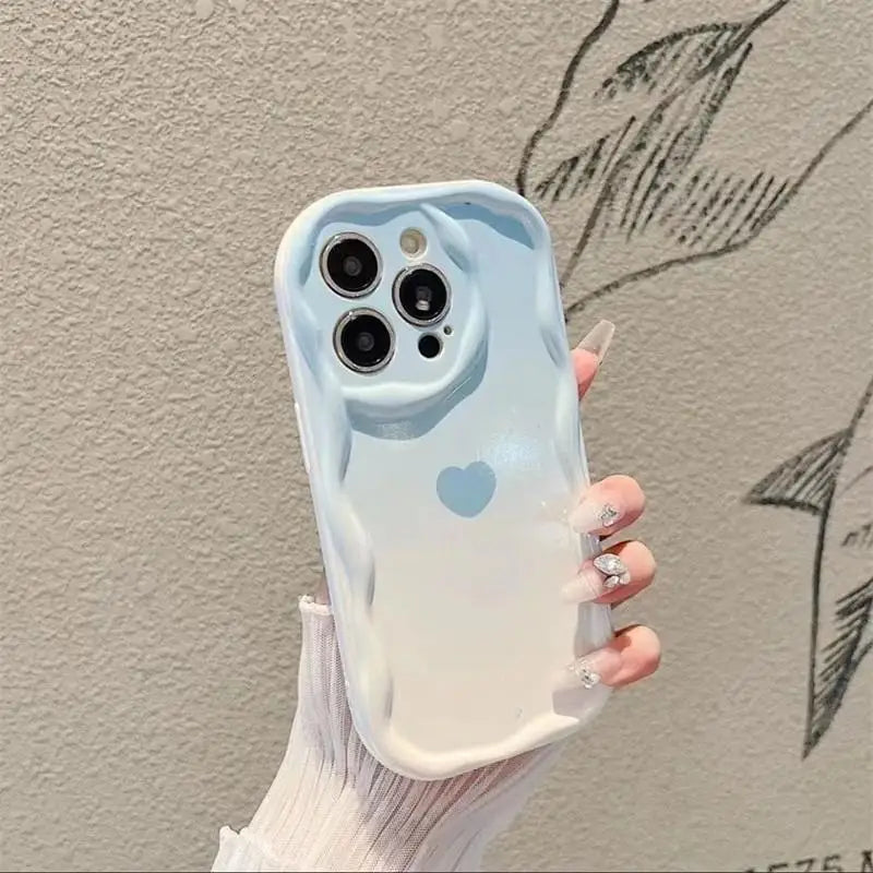 Love Heart iPhone Case 3D Wavy Edge Soft Cover