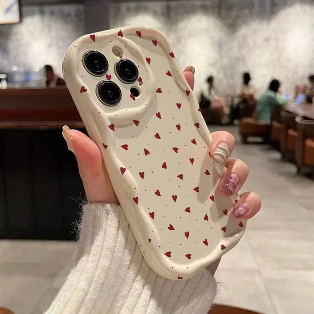 Love Heart iPhone Case 3D Wavy Edge Soft Cover