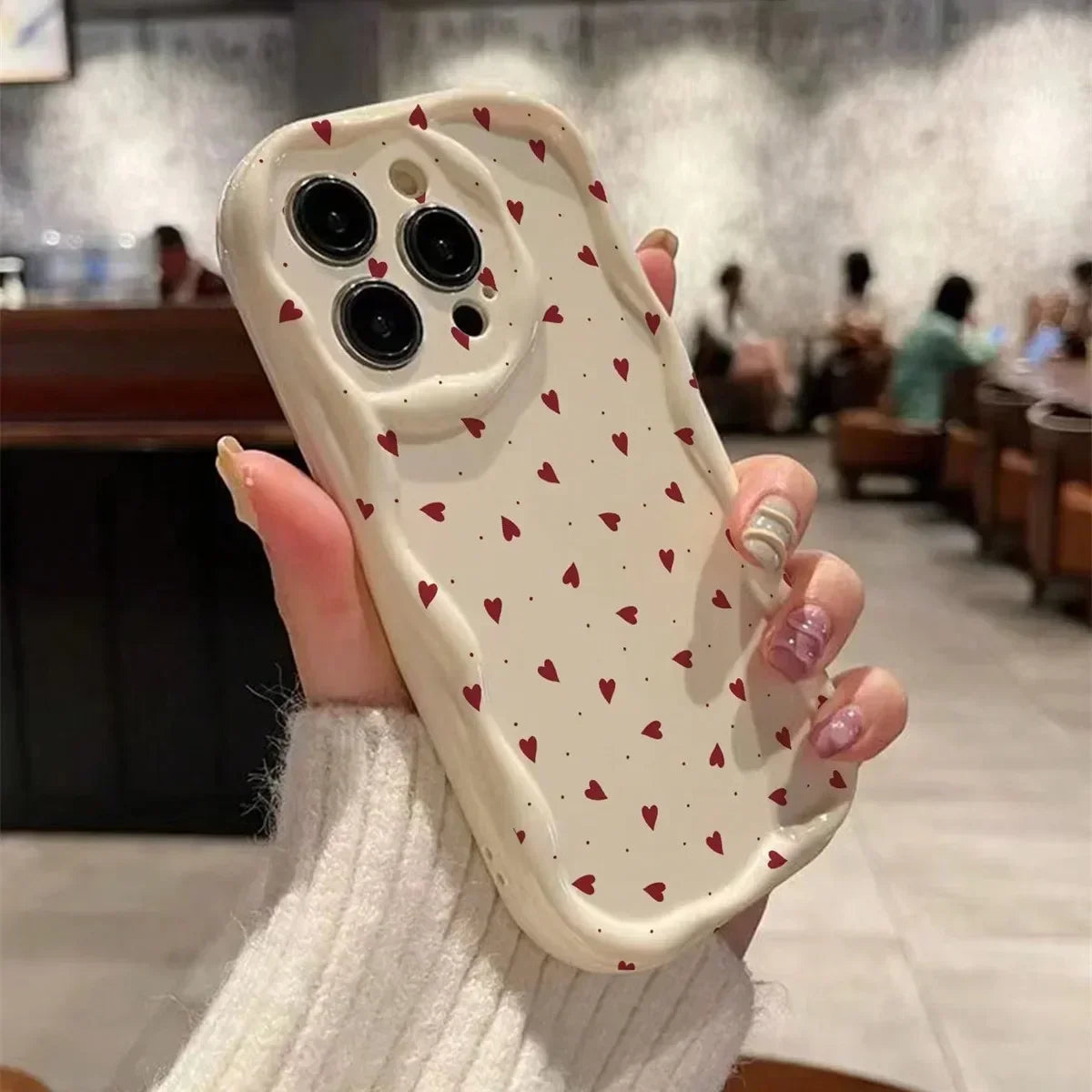 Love Heart iPhone Case 3D Wavy Edge Soft Cover