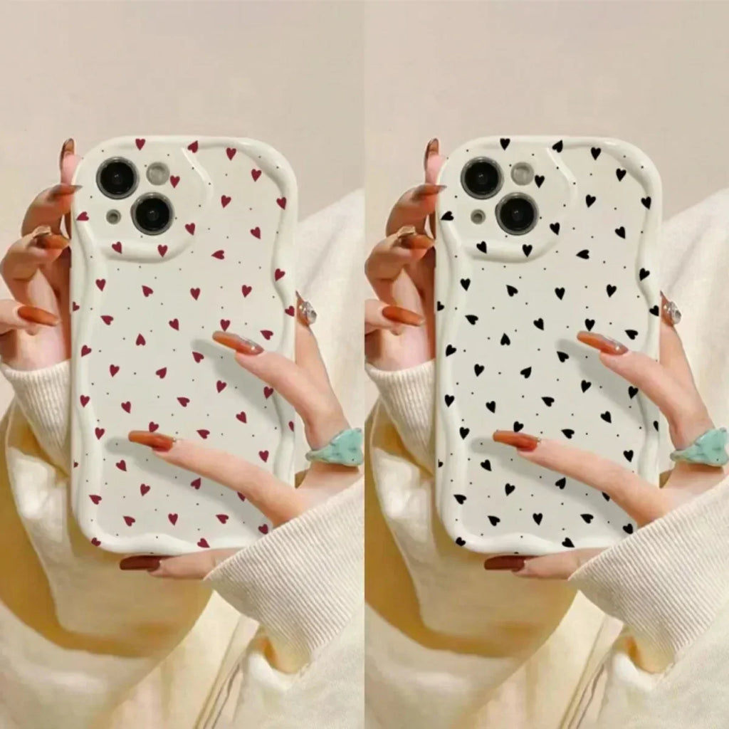 Love Heart iPhone Case 3D Wavy Edge Soft Cover