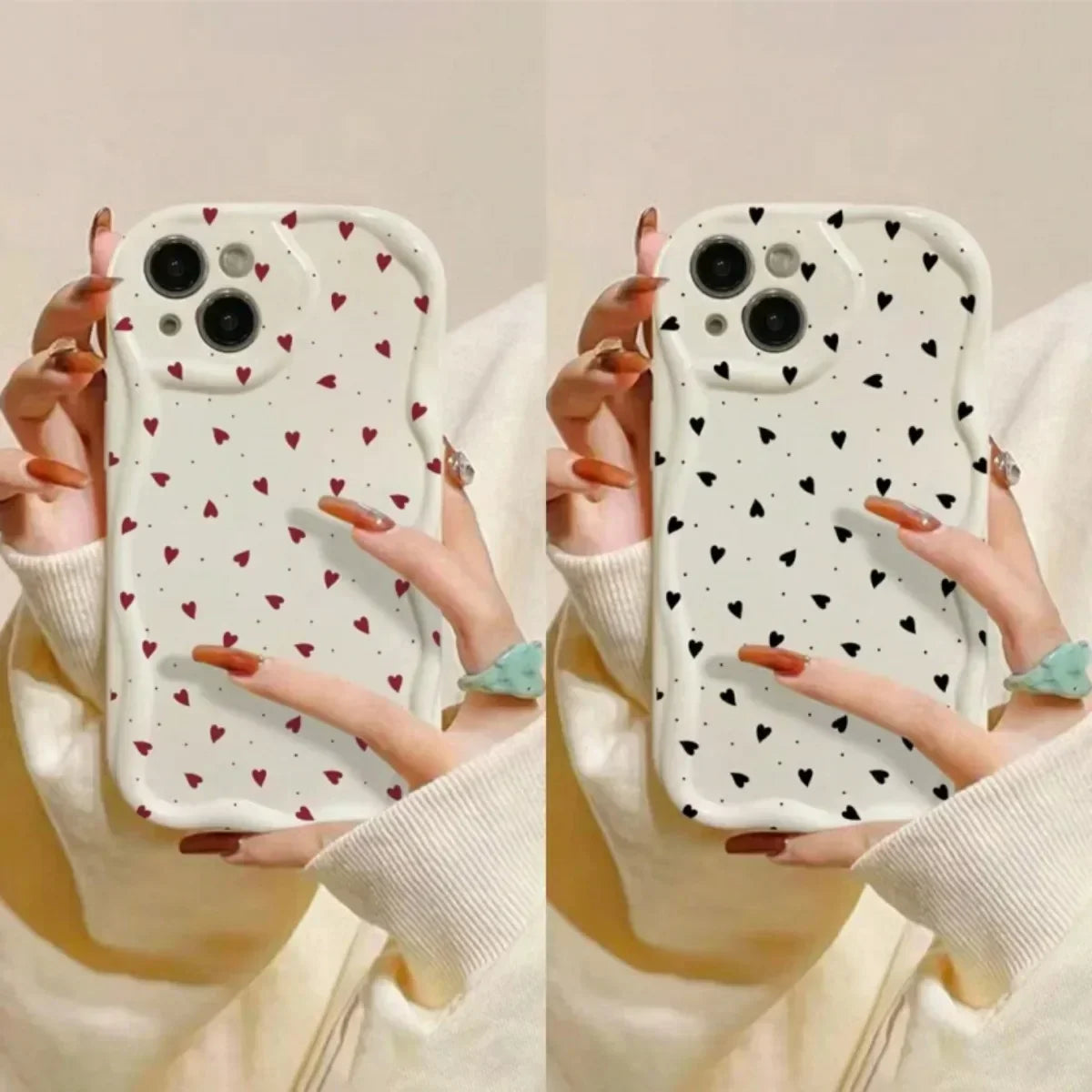 Love Heart iPhone Case 3D Wavy Edge Soft Cover