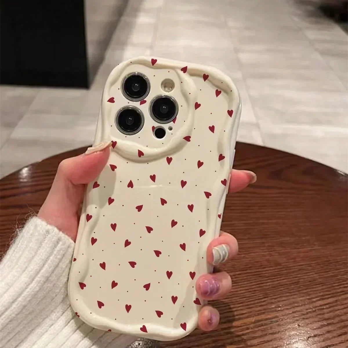 Love Heart iPhone Case 3D Wavy Edge Soft Cover
