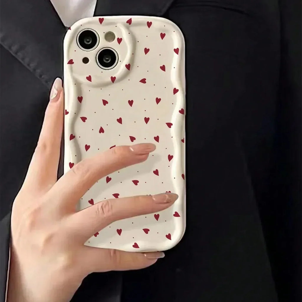 Love Heart iPhone Case 3D Wavy Edge Soft Cover