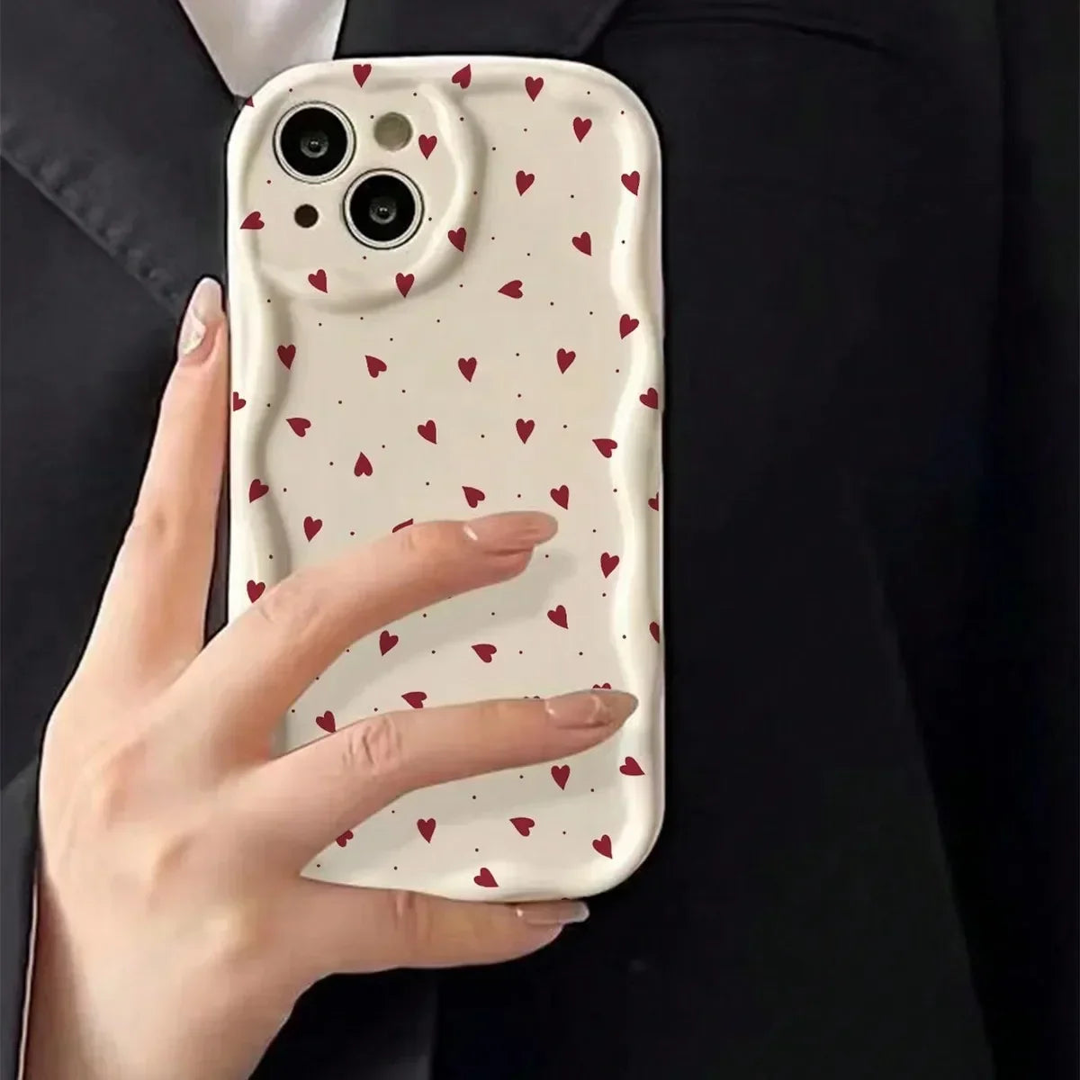 Love Heart iPhone Case 3D Wavy Edge Soft Cover