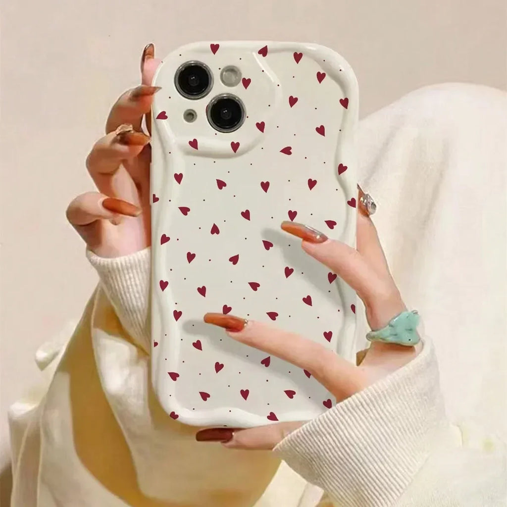 Love Heart iPhone Case 3D Wavy Edge Soft Cover