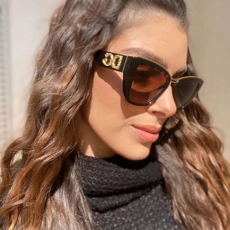 Cat Eye Vintage Designer Women's Large Sunglasses