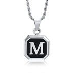 Name Initial Personalised Necklace A-Z Square Stainless Steel Pendant