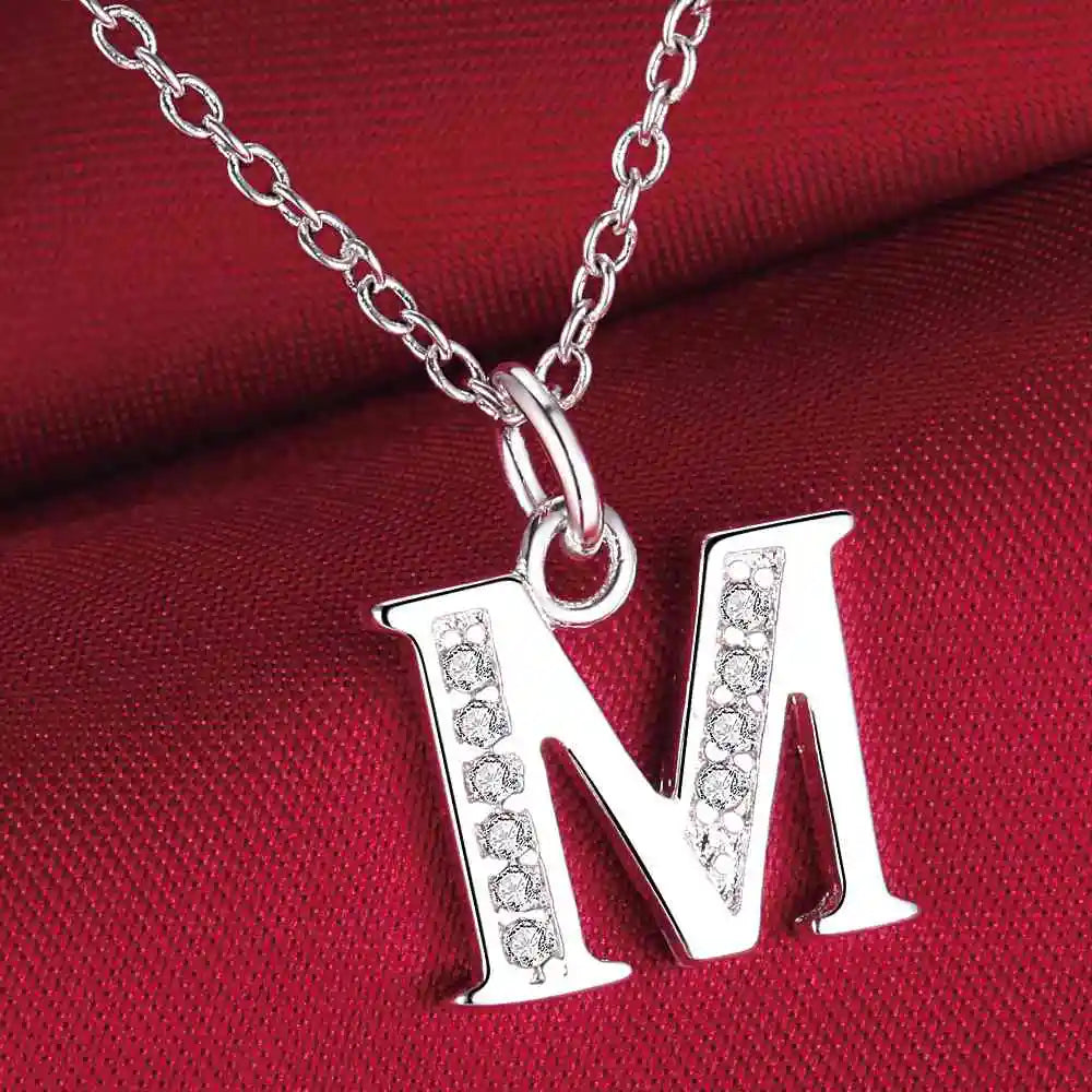 Letters Sterling Silver Necklace Pendant Name Initial