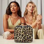 Makeup Case Portable Travel Beauty Leopard Cosmetics Bag with Mirror and Lights