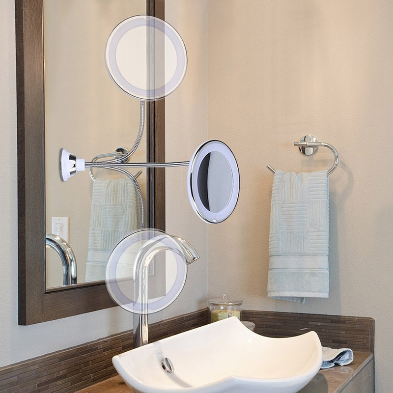 Makeup Face Mirror 10X Suction Cup Bathroom Shaving Flexible Vanity Light-Keep Melbourne Marvellous Official Store