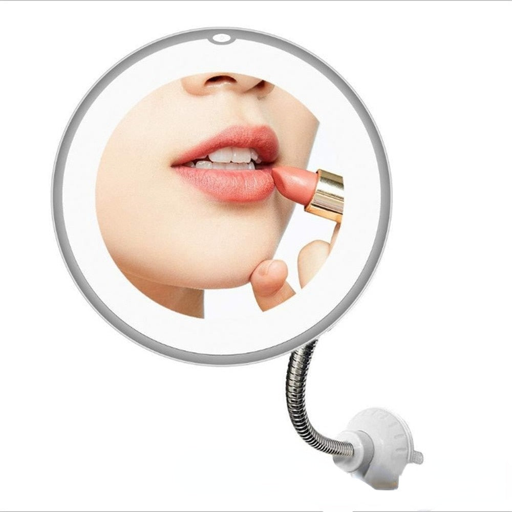Makeup Face Mirror 10X Suction Cup Bathroom Shaving Flexible Vanity Light